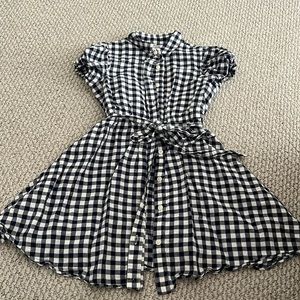 J Crew navy and white plaid shirt cotton circular dress
